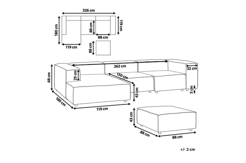 3-sits Hörnsoffa med fotpall Beliani Aprica Högervänd Left-faced - Møbler - Sofaer - Sofaer med sjeselong - 3 seters sofa med divan