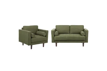 3-sits Soffgrupp Beliani Nurmo Beige/mörkt trä Green, Dark colored wood - Møbler - Sofaer - Sofagrupper