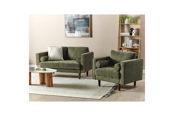 3-sits Soffgrupp Beliani Nurmo Beige/mörkt trä Green, Dark colored wood - Møbler - Sofaer - Sofagrupper