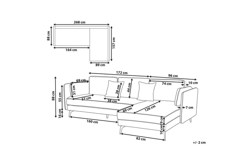 3-sitssoffa Beliani Altan Brun, Svart, Högervänd Beige Right-faced - Beige - Møbler - Sofaer - Sofaer med sjeselong - 3 seters sofa med divan