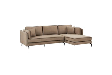 3-sitssoffa Beliani Altan Brun, Svart, Högervänd Beige Right-faced - Beige - Møbler - Sofaer - Sofaer med sjeselong - 3 seters sofa med divan