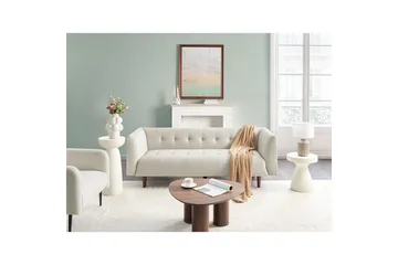 3-sitssoffa Beliani Byske Beige, mörkt trä Beige||Dark colored wood - Møbler - Sofaer - 3 seter sofa