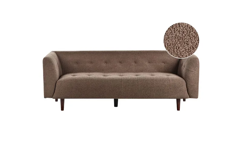 3-sitssoffa Beliani Byske Beige, mörkt trä Brown||Dark colored wood