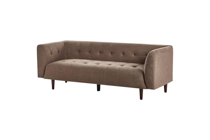 3-sitssoffa Beliani Byske Beige, mörkt trä Brown||Dark colored wood - Møbler - Sofaer - 3 seter sofa