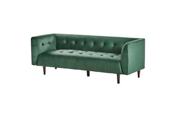 3-sitssoffa Beliani Byske Beige, mörkt trä Green||Dark colored wood - Møbler - Sofaer - 3 seter sofa