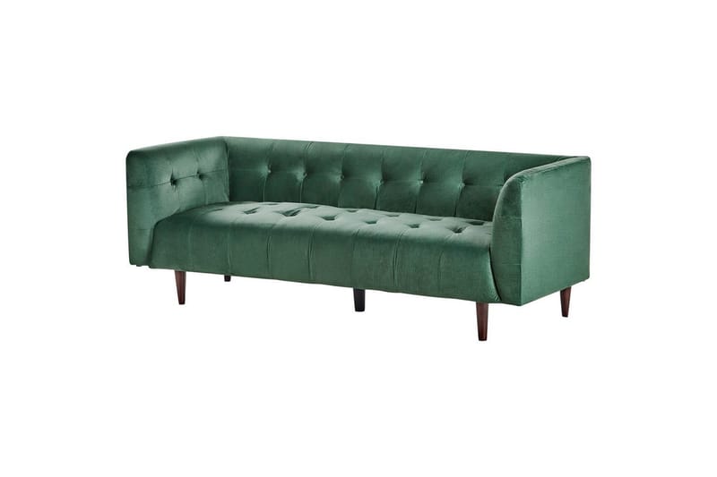 3-sitssoffa Beliani Byske Beige, mörkt trä Green||Dark colored wood - Møbler - Sofaer - 3 seter sofa