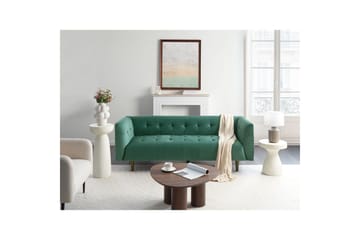 3-sitssoffa Beliani Byske Beige, mörkt trä Green||Dark colored wood - Møbler - Sofaer - 3 seter sofa