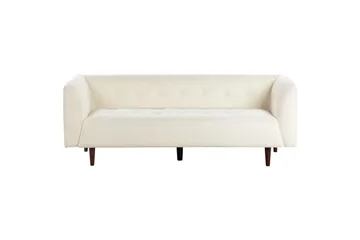 3-sitssoffa Beliani Byske Beige, mörkt trä NO_BRAND White - Hvit - Møbler - Sofaer - 3 seter sofa