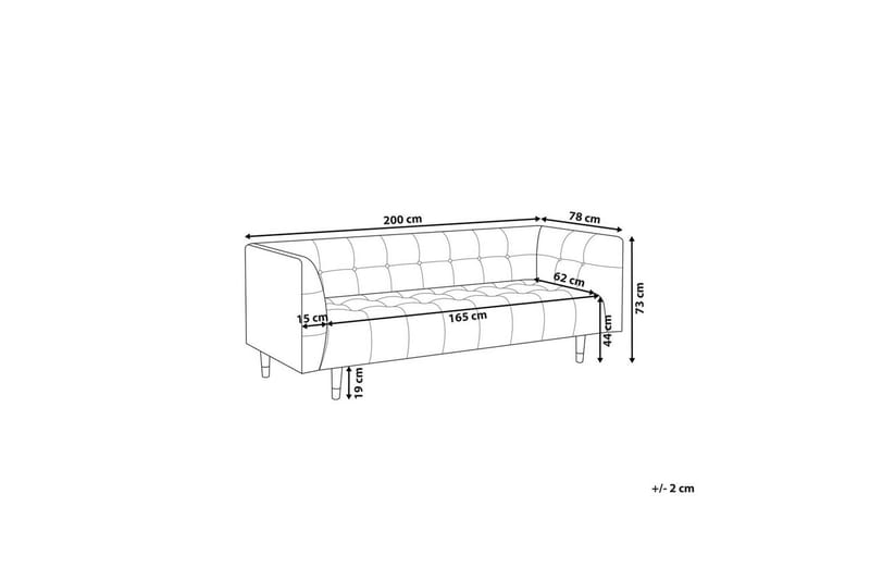 3-sitssoffa Beliani Byske Beige, mörkt trä White - Hvit - Møbler - Sofaer - 3 seter sofa