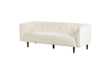 3-sitssoffa Beliani Byske Beige, mörkt trä White - Hvit - Møbler - Sofaer - 3 seter sofa