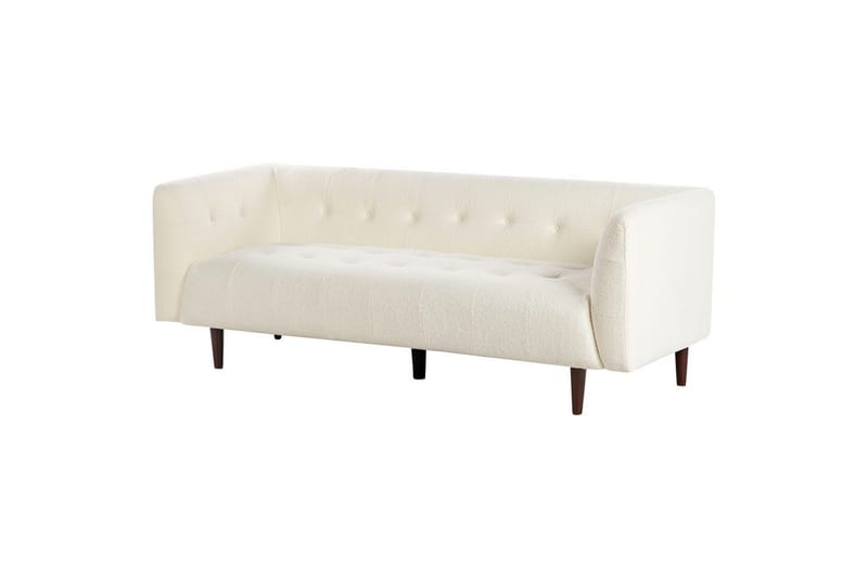 3-sitssoffa Beliani Byske Beige, mörkt trä White - Hvit - Møbler - Sofaer - 3 seter sofa