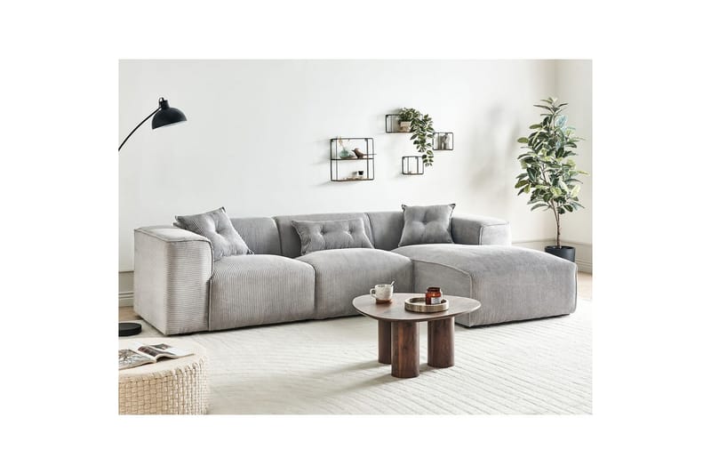 3-sitssoffa Beliani Dolva Grå, svart, Vänstervänd Grey - Grå - Møbler - Sofaer - Sofaer med sjeselong - 3 seters sofa med divan
