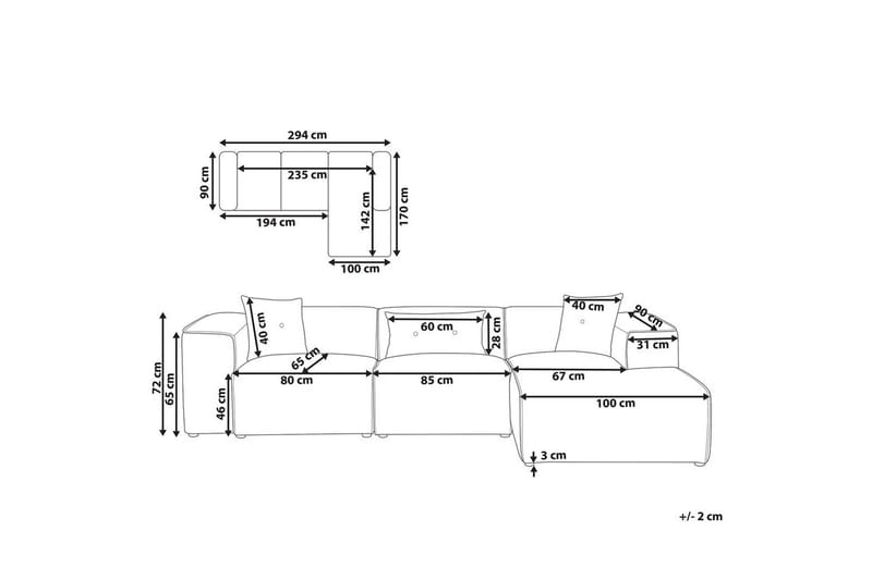3-sitssoffa Beliani Dolva Grå, svart, Vänstervänd Grey - Grå - Møbler - Sofaer - Sofaer med sjeselong - 3 seters sofa med divan
