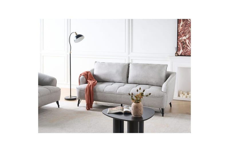3-sitssoffa Beliani Hobro Brun, Svart NO_BRAND Grey||Black - Møbler - Sofaer - 3 seter sofa