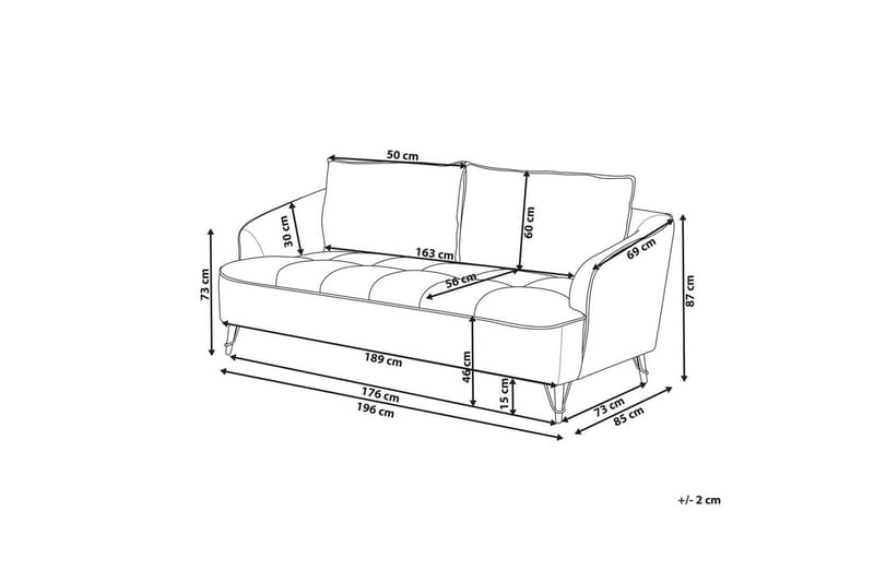3-sitssoffa Beliani Hobro Brun, Svart Pink - Rosa - Møbler - Sofaer - 3 seter sofa