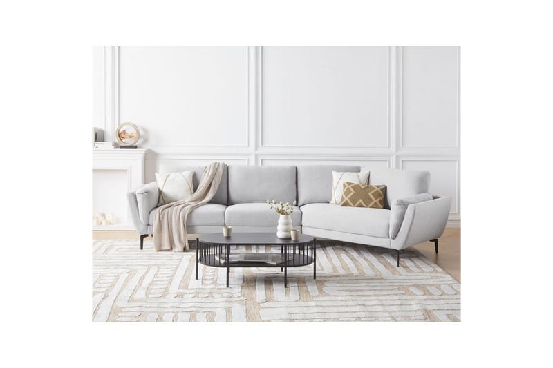 3-sitssoffa Beliani Kansseli Beige, svart Grey - Grå - Møbler - Sofaer - 3 seter sofa