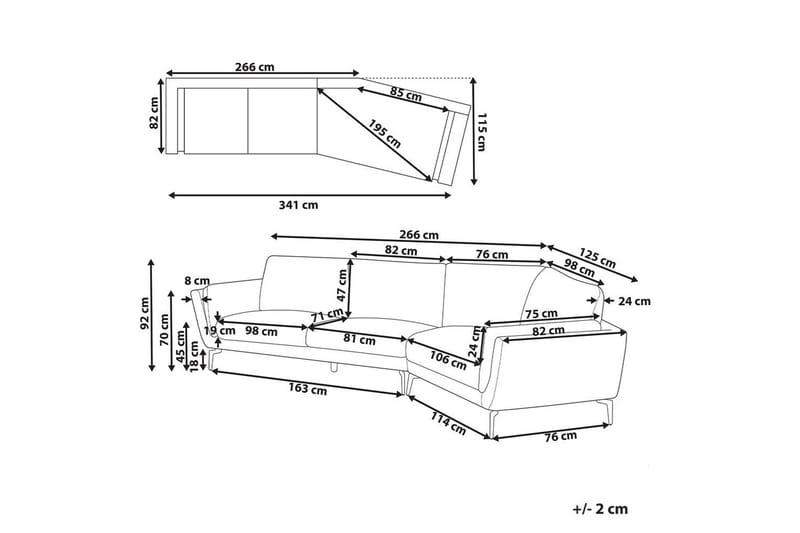3-sitssoffa Beliani Kansseli Beige, svart White||Black - Møbler - Sofaer - 3 seter sofa