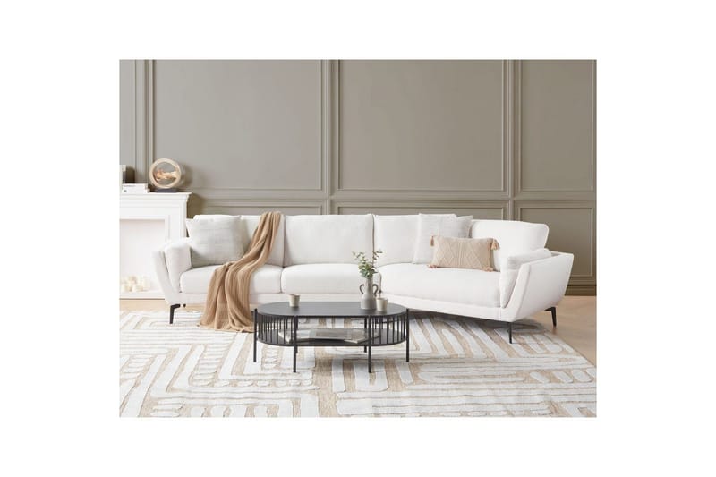 3-sitssoffa Beliani Kansseli Beige, svart White||Black - Møbler - Sofaer - 3 seter sofa