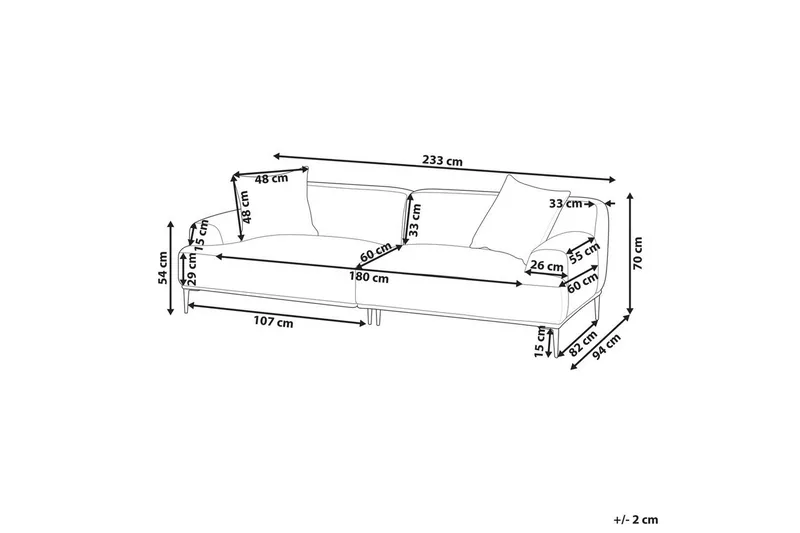 3-sitssoffa Beliani Matila Beige, brun Grey||Brown - Møbler - Sofaer - 3 seter sofa