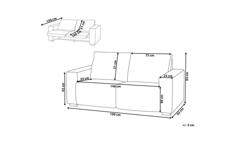 3-sitssoffa Beliani Nukari Orange, Svart Orange - Oransje - Møbler - Sofaer - Reclinersofaer