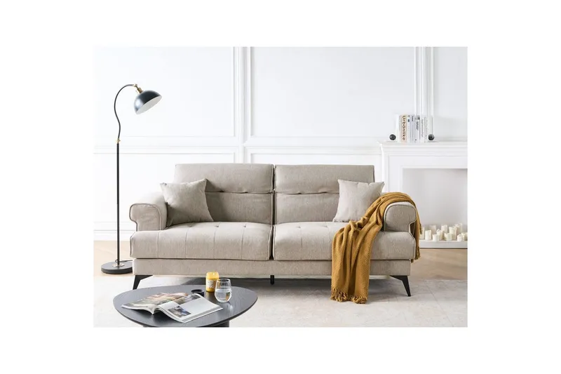 3-sitssoffa Beliani Skive Beige Beige VALUE_MISSING_1 - Møbler - Sofaer - 3 seter sofa