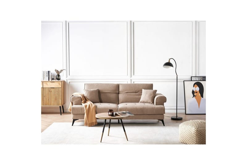 3-sitssoffa Beliani Skive Beige NO_BRAND Beige VALUE_MISSING_2 - Beige - Møbler - Sofaer - 3 seter sofa