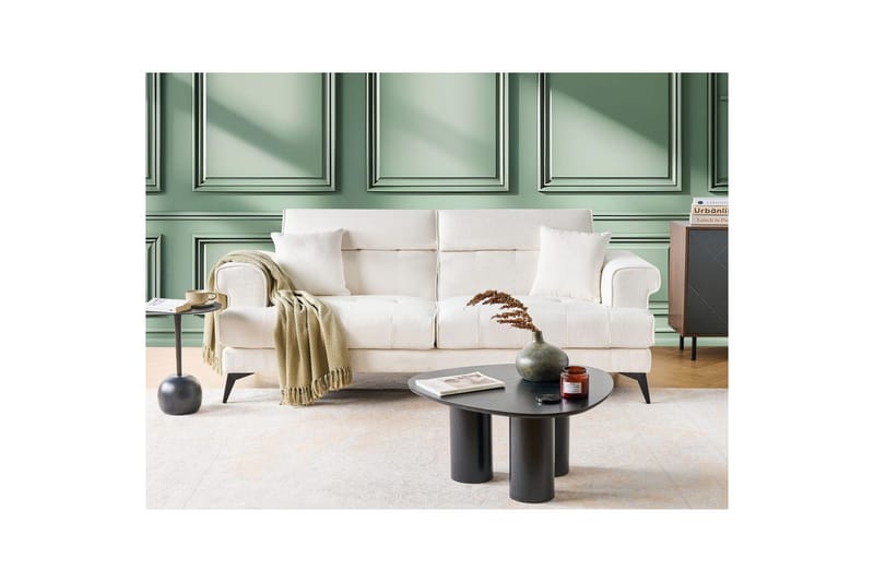 3-sitssoffa Beliani Skive Beige NO_BRAND White||Black VALUE_MISSING_3 - Møbler - Sofaer - 3 seter sofa