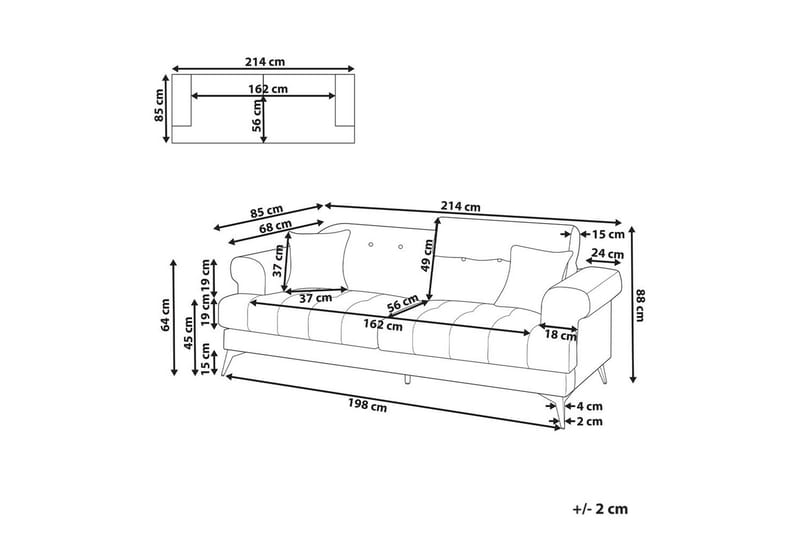 3-sitssoffa Beliani Skive Beige White||Black VALUE_MISSING_3 - Møbler - Sofaer - 3 seter sofa