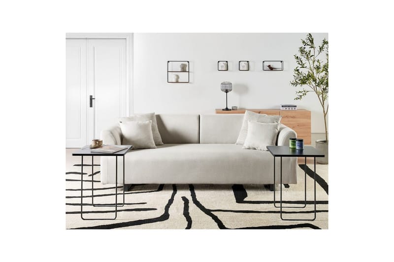 3-sitssoffa Beliani Sokna Beige, svart Beige||Black - Møbler - Sofaer - 3 seter sofa