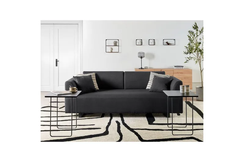 3-sitssoffa Beliani Sokna Beige, svart Black - Møbler - Sofaer - 3 seter sofa