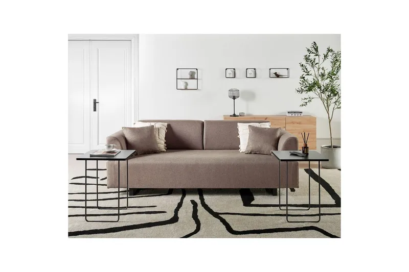3-sitssoffa Beliani Sokna Beige, svart Brown - Brun - Møbler - Sofaer - 3 seter sofa
