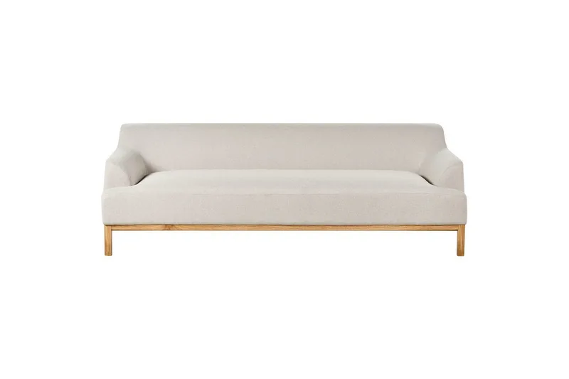 3-sitssoffa Beliani Sosjo Beige, ljust trä Beige||Light colored wood - Møbler - Sofaer - 3 seter sofa