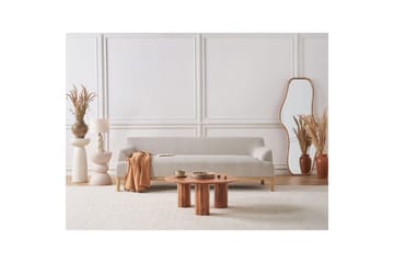 3-sitssoffa Beliani Sosjo Beige, ljust trä Beige||Light colored wood - Møbler - Sofaer - 3 seter sofa