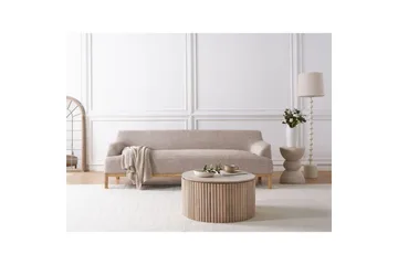 3-sitssoffa Beliani Sosjo Beige, ljust trä Brown||Light colored wood - Møbler - Sofaer - 3 seter sofa