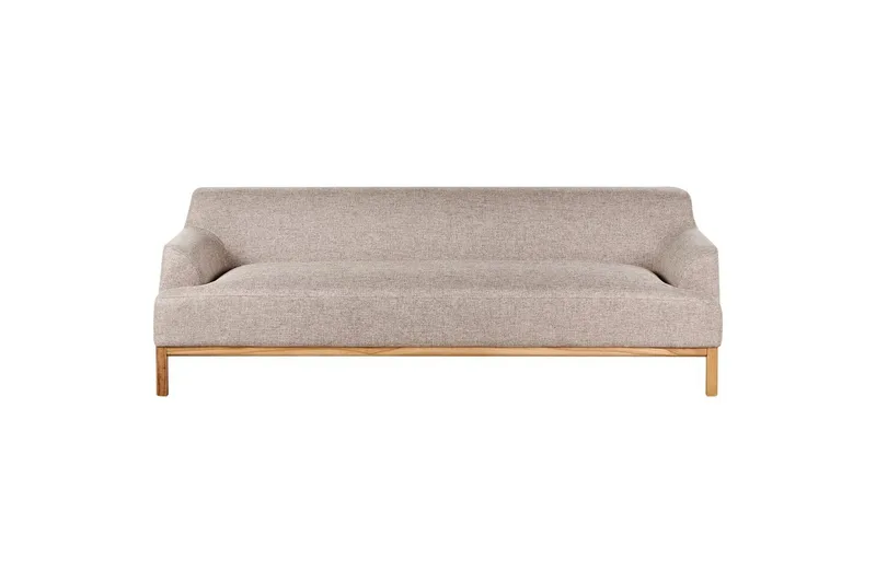 3-sitssoffa Beliani Sosjo Beige, ljust trä Brown||Light colored wood - Møbler - Sofaer - 3 seter sofa
