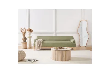 3-sitssoffa Beliani Sosjo Beige, ljust trä Green||Light colored wood - Møbler - Sofaer - 3 seter sofa