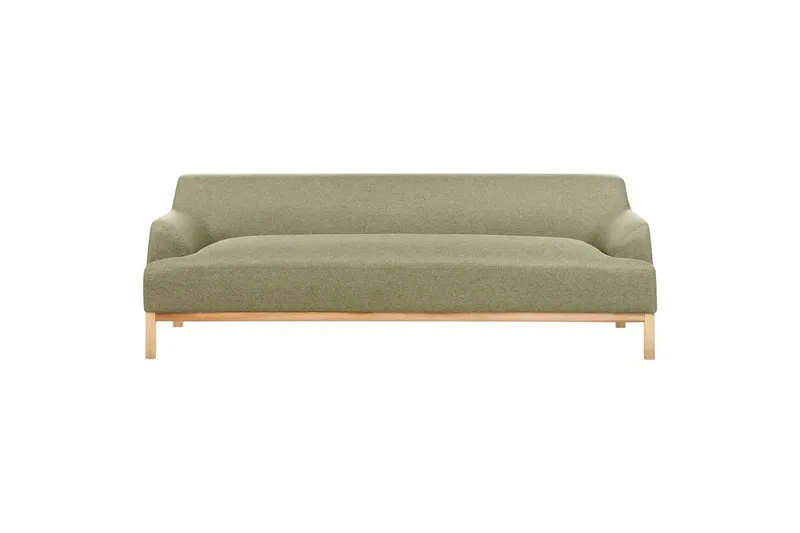 3-sitssoffa Beliani Sosjo Beige, ljust trä Green||Light colored wood - Møbler - Sofaer - 3 seter sofa