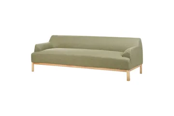 3-sitssoffa Beliani Sosjo Beige, ljust trä Green||Light colored wood - Møbler - Sofaer - 3 seter sofa