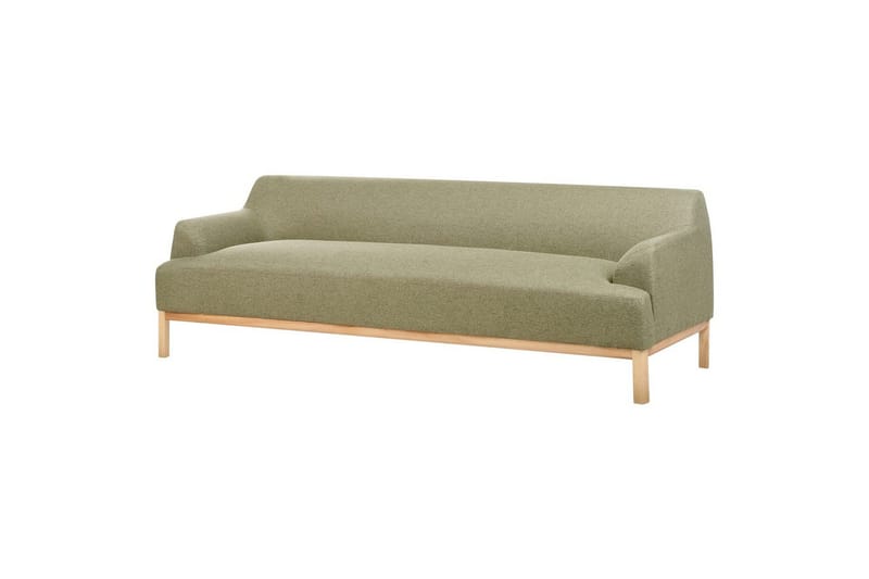 3-sitssoffa Beliani Sosjo Beige, ljust trä Green||Light colored wood - Møbler - Sofaer - 3 seter sofa