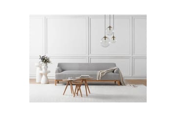3-sitssoffa Beliani Sosjo Beige, ljust trä Grey||Light colored wood - Møbler - Sofaer - 3 seter sofa