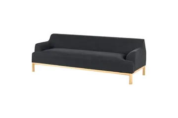 3-sitssoffa Beliani Sosjo Beige, ljust trä NO_BRAND Black||Light colored wood - Møbler - Sofaer - 3 seter sofa