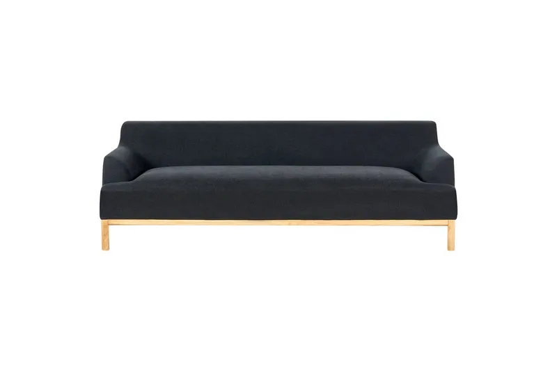 3-sitssoffa Beliani Sosjo Beige, ljust trä NO_BRAND Black||Light colored wood