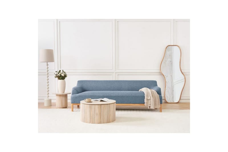 3-sitssoffa Beliani Sosjo Beige, ljust trä NO_BRAND blue||Light colored wood - Møbler - Sofaer - 3 seter sofa