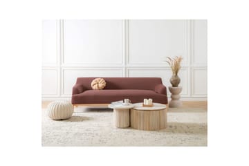3-sitssoffa Beliani Sosjo Beige, ljust trä Red||Light colored wood - Møbler - Sofaer - 3 seter sofa