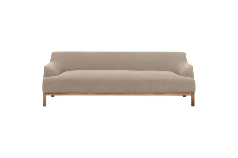 3-sitssoffa Beliani Sosjo Beige, ljust trä Taupe - Møbler - Sofaer - 3 seter sofa