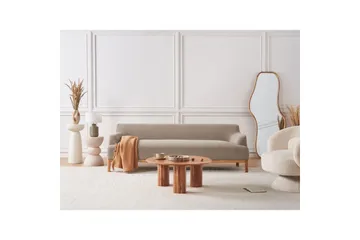 3-sitssoffa Beliani Sosjo Beige, ljust trä Taupe - Møbler - Sofaer - 3 seter sofa