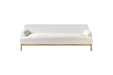 3-sitssoffa Beliani Sosjo Beige, ljust trä White||Light colored wood - Møbler - Sofaer - 3 seter sofa