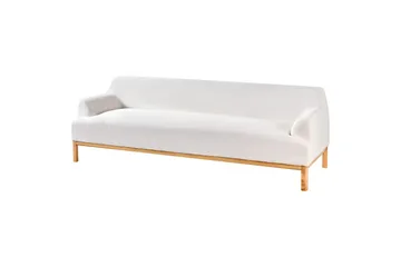 3-sitssoffa Beliani Sosjo Beige, ljust trä White||Light colored wood - Møbler - Sofaer - 3 seter sofa