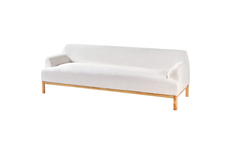 3-sitssoffa Beliani Sosjo Beige, ljust trä White||Light colored wood - Møbler - Sofaer - 3 seter sofa