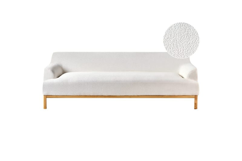 3-sitssoffa Beliani Sosjo Beige, ljust trä White||Light colored wood
